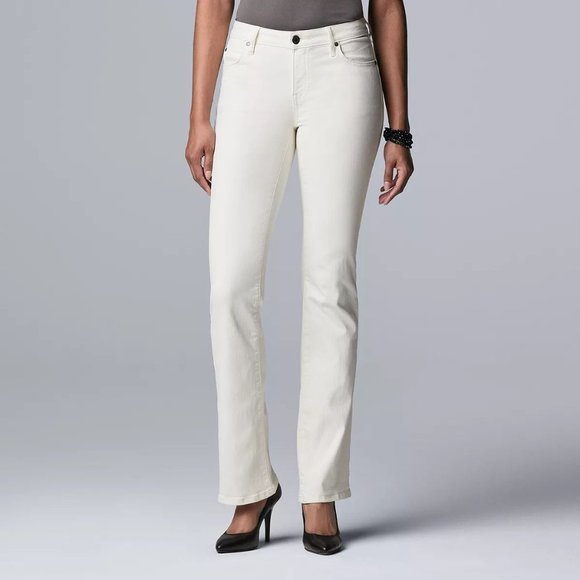 Simply Vera Vera Wang Denim - Simply Vera Wang Women's Bootcut Mid Rise Jeans Color Ivory Silk Size 2 New